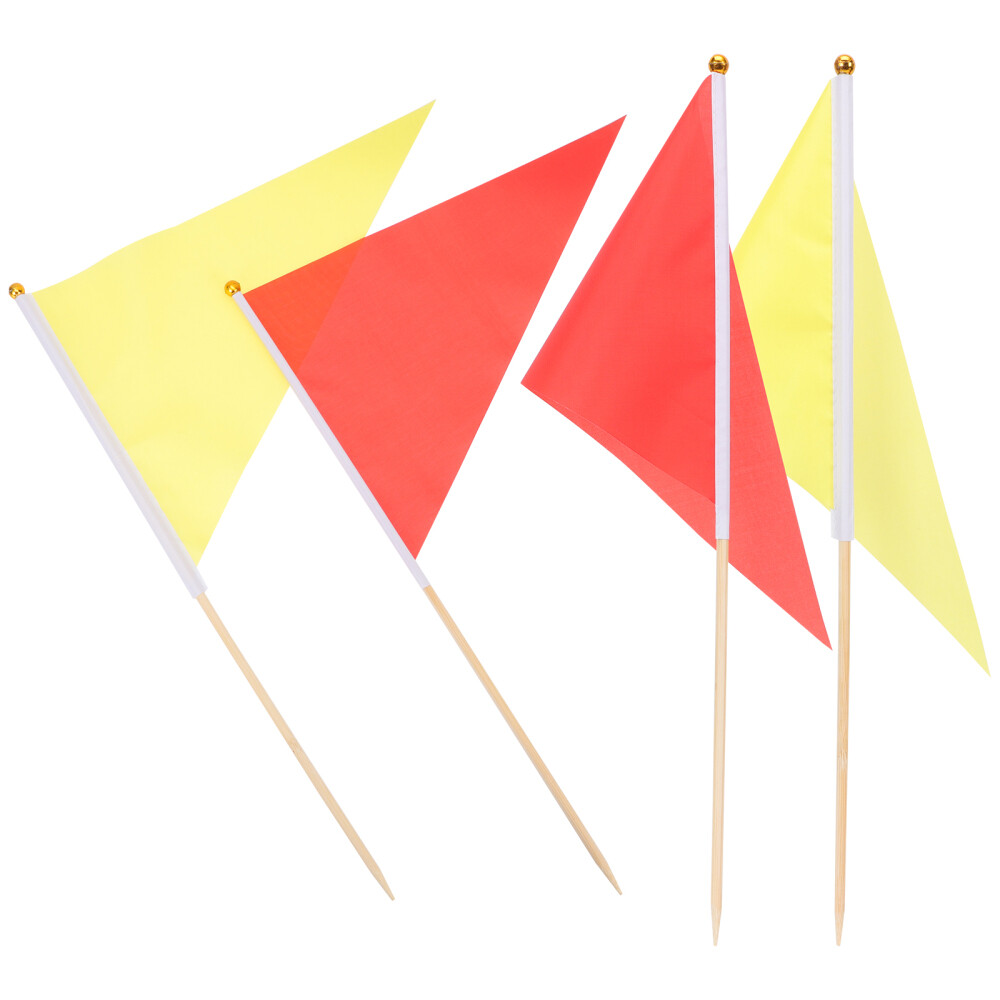 10 Pcs Polyester Triangle Bunting Golf Cart Flags Outdoor Red Stick