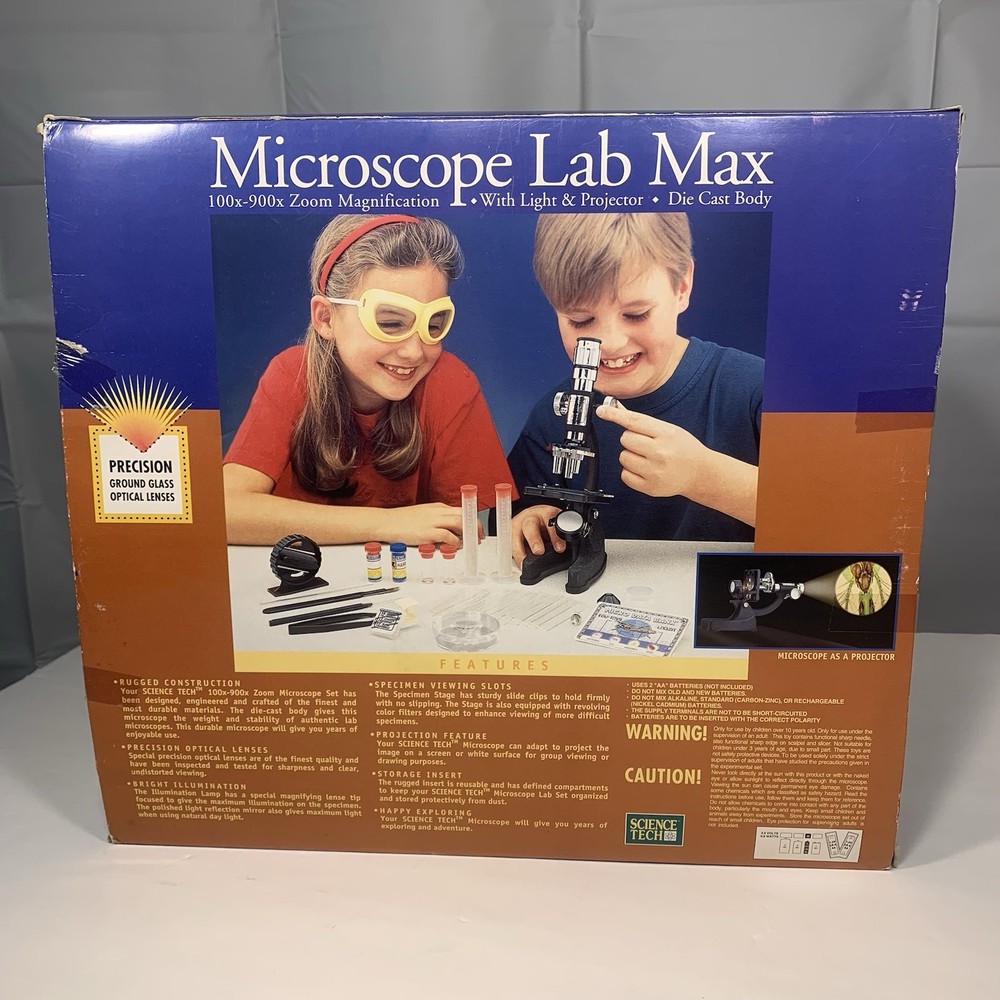 Science Tech Microscope Lab Max 100x–900x Die Cast 67pc Kit Open Box