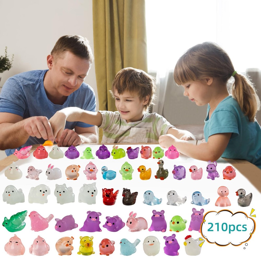 210Pcs Mini Resin Animals Variety Tiny Animals Figures Miniature