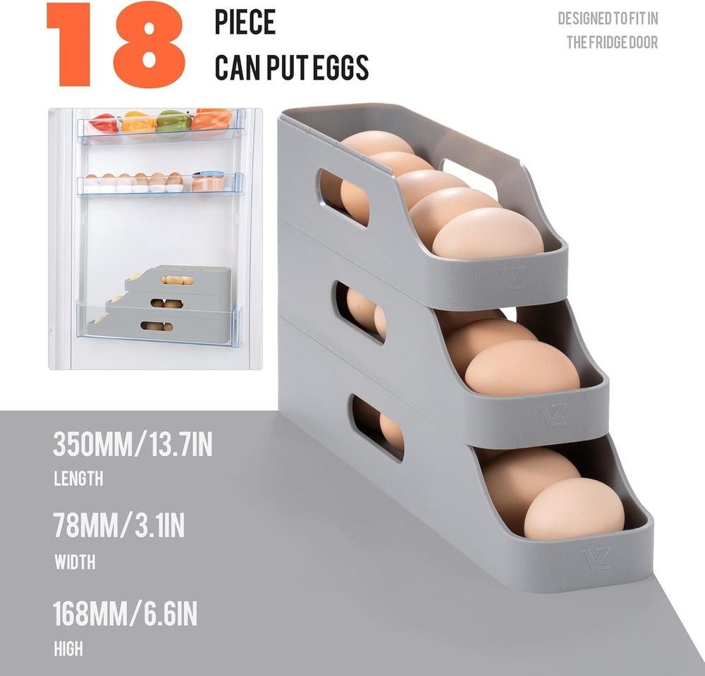 Li&Zhao Rolling Egg Dispenser Refrigerator Automatic Egg Holder Fridge Space