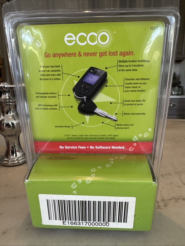 Audiovox Ecco Handheld Keychain GPS Rechargeable - Sealed - Digital Compass