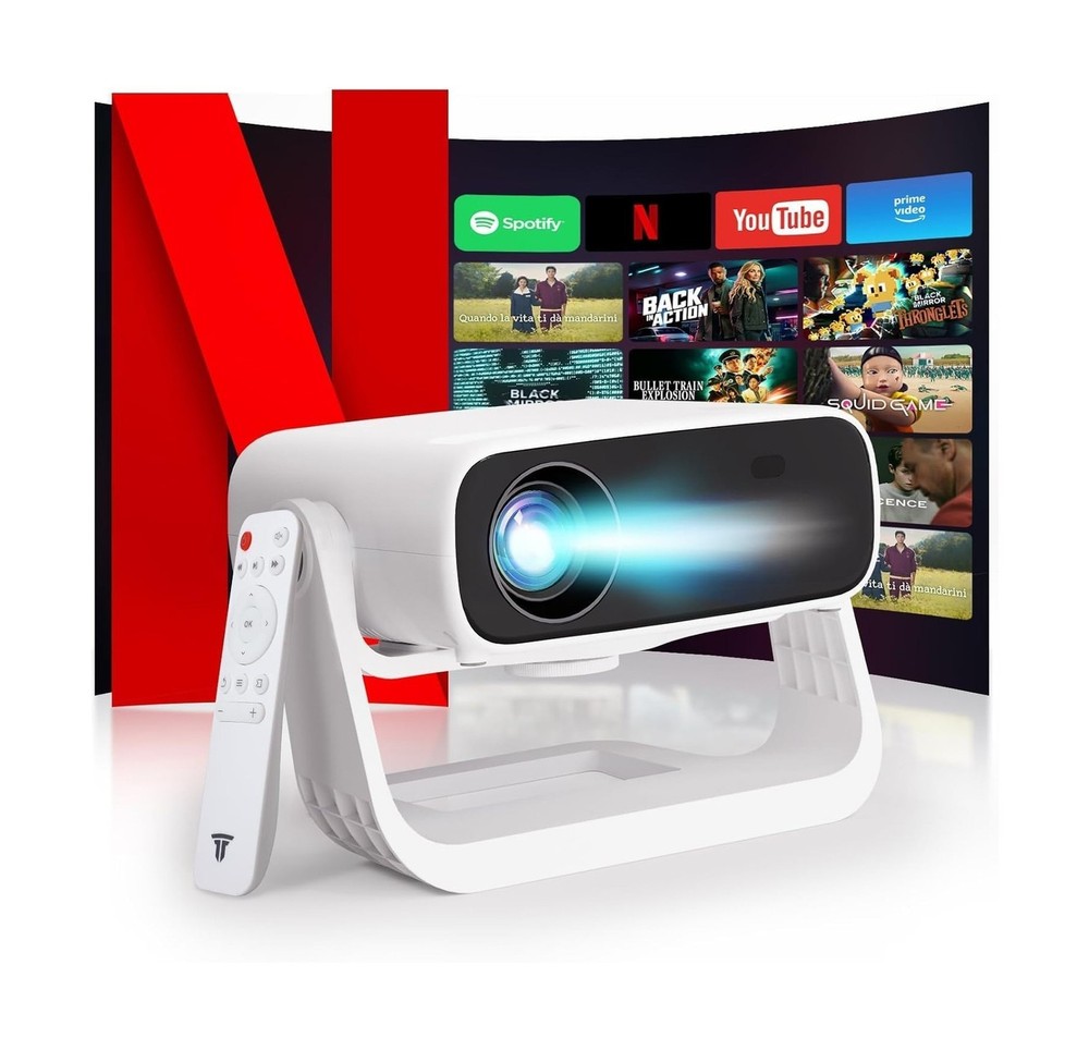 Smart Projector with WiFi 6 and Bluetooth Built-in Apps - 4K Support Portable...