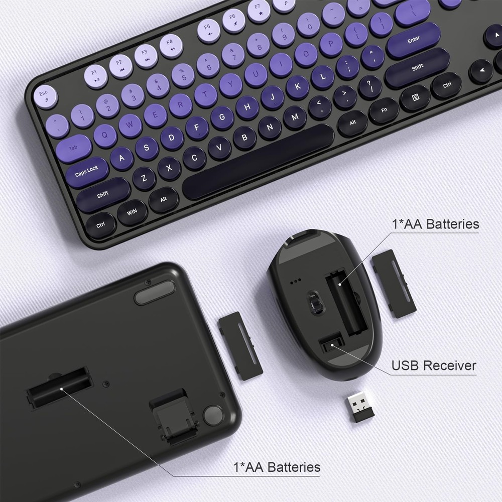 Wireless Keyboard and Mouse Combo, 104 Keys Full-Sized Typewriter Keyboards, ...