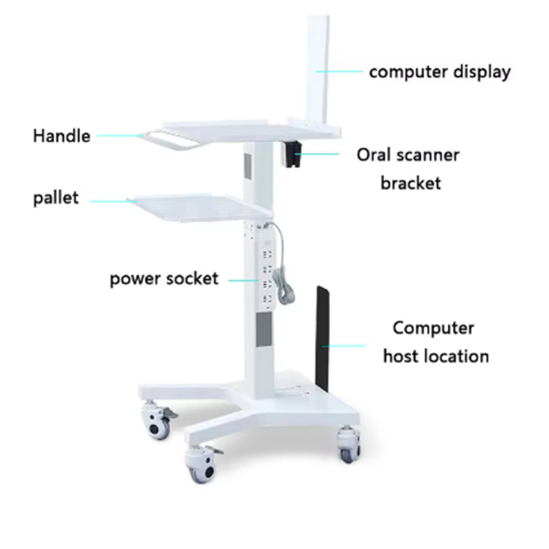 Medical Dental Lab Trolley Cart Intraoral Scanner Mobile Cart Clinic Laptop Rack