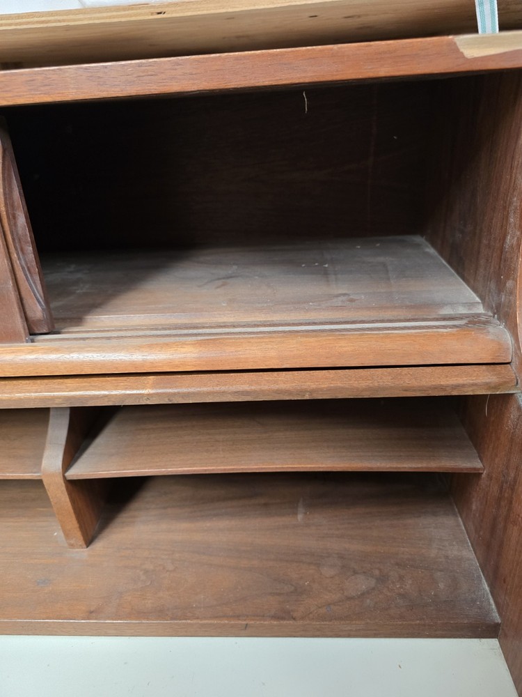 Mid Century Brown Saltman Roll Top Desk Walnut
