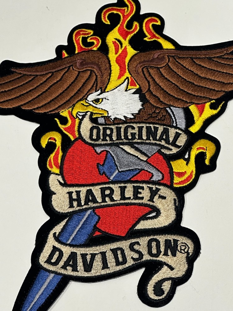 Harley-Davidson Embroidered Eagle Patch Large Iron On Eagle Flames Sword