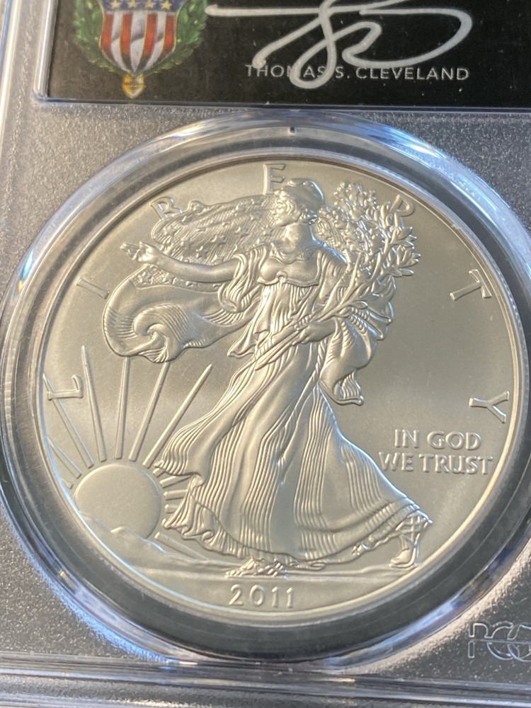 2011-S Silver Eagle PCGS Rare Flame Holder MS70 Population 9 Pieces