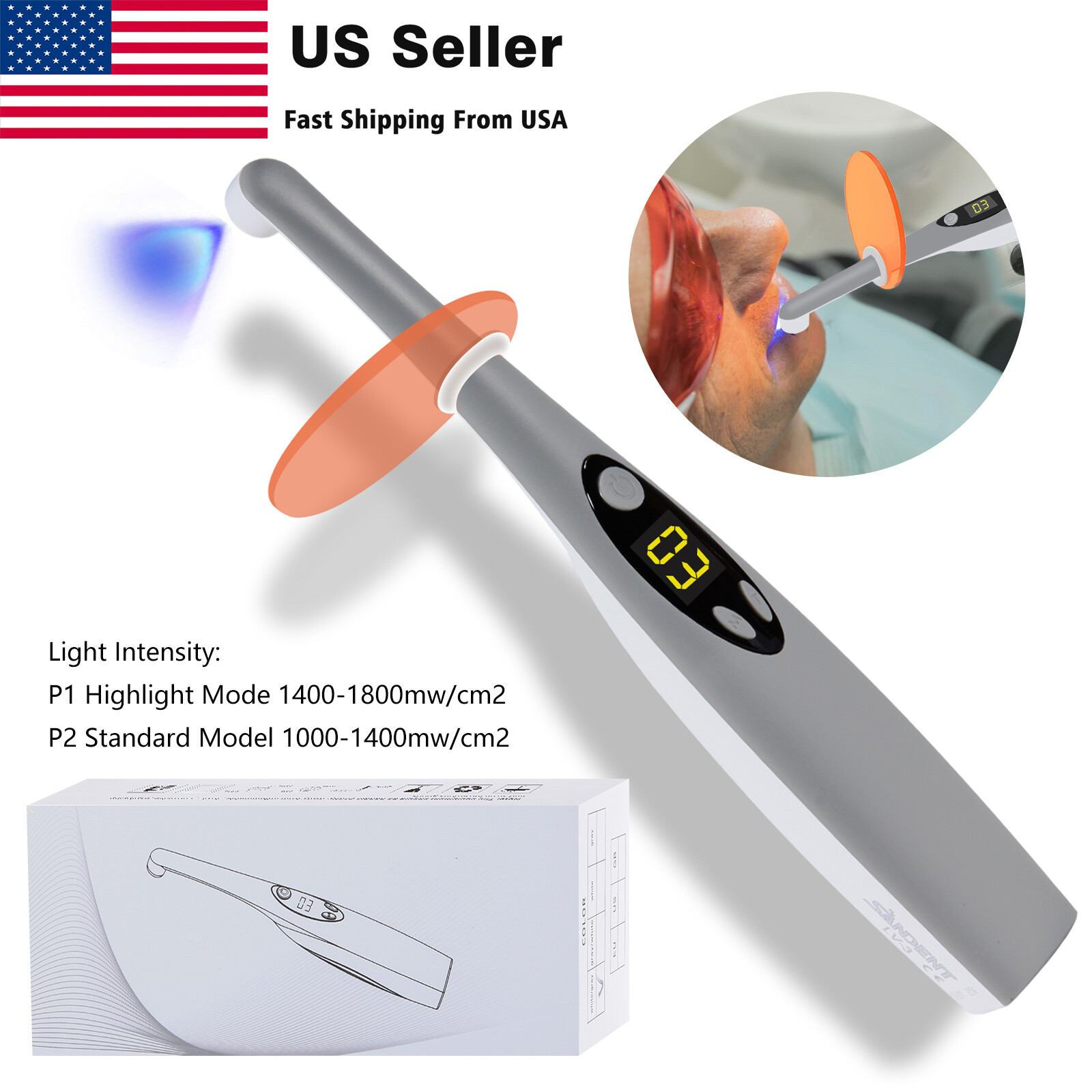 Dental Cordless Led Curing Light 3 Second iLED Cure Lamp Woodpeck DTE Style 3s