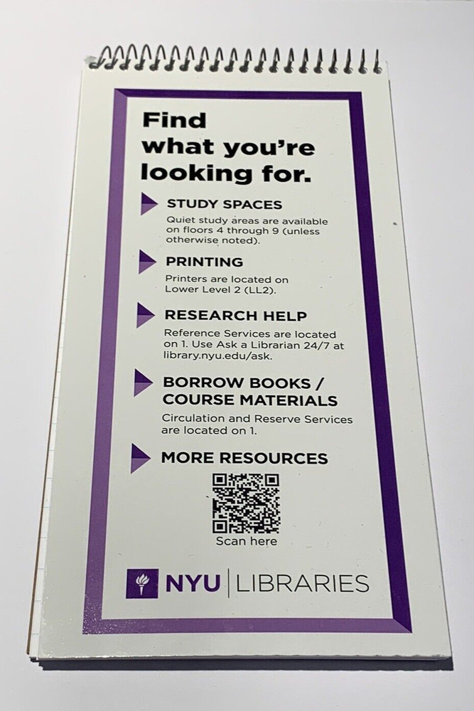 NYU Libraries Notepad Spring Wirebound Notebook
