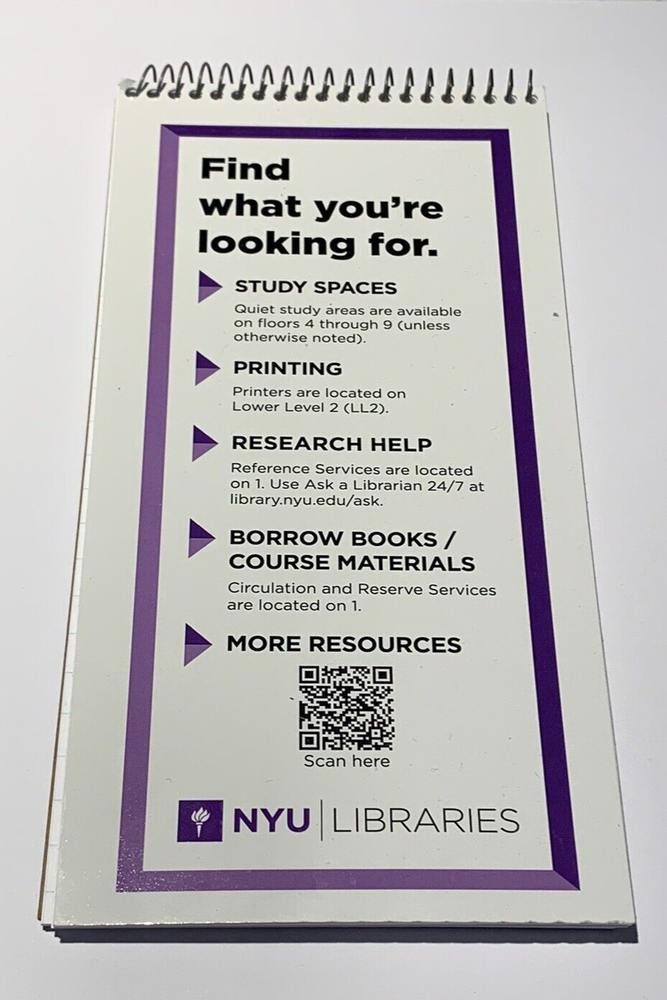 NYU Libraries Notepad Spring Wirebound Notebook