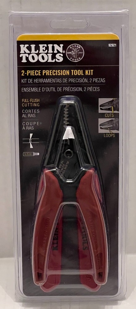 Klein Tools 92921 - 2-Piece Precision Tool Kit Full-Flush Cutting Cuts & Loops