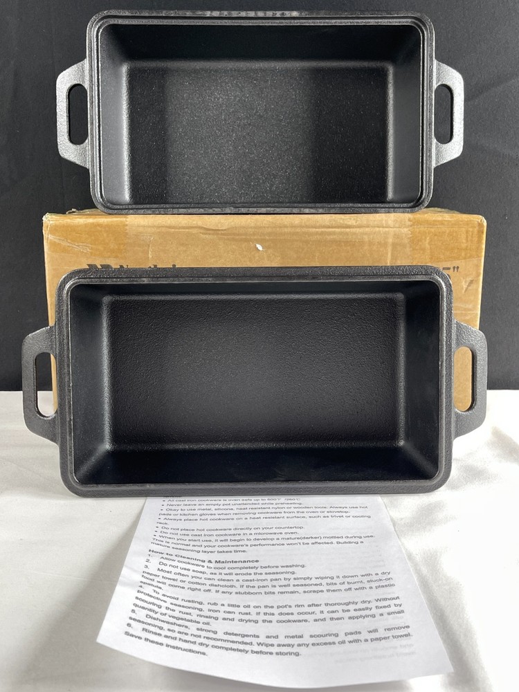 Northriver Casting Black Rectangular Cast Iron Loaf Pan Set 9"x5"