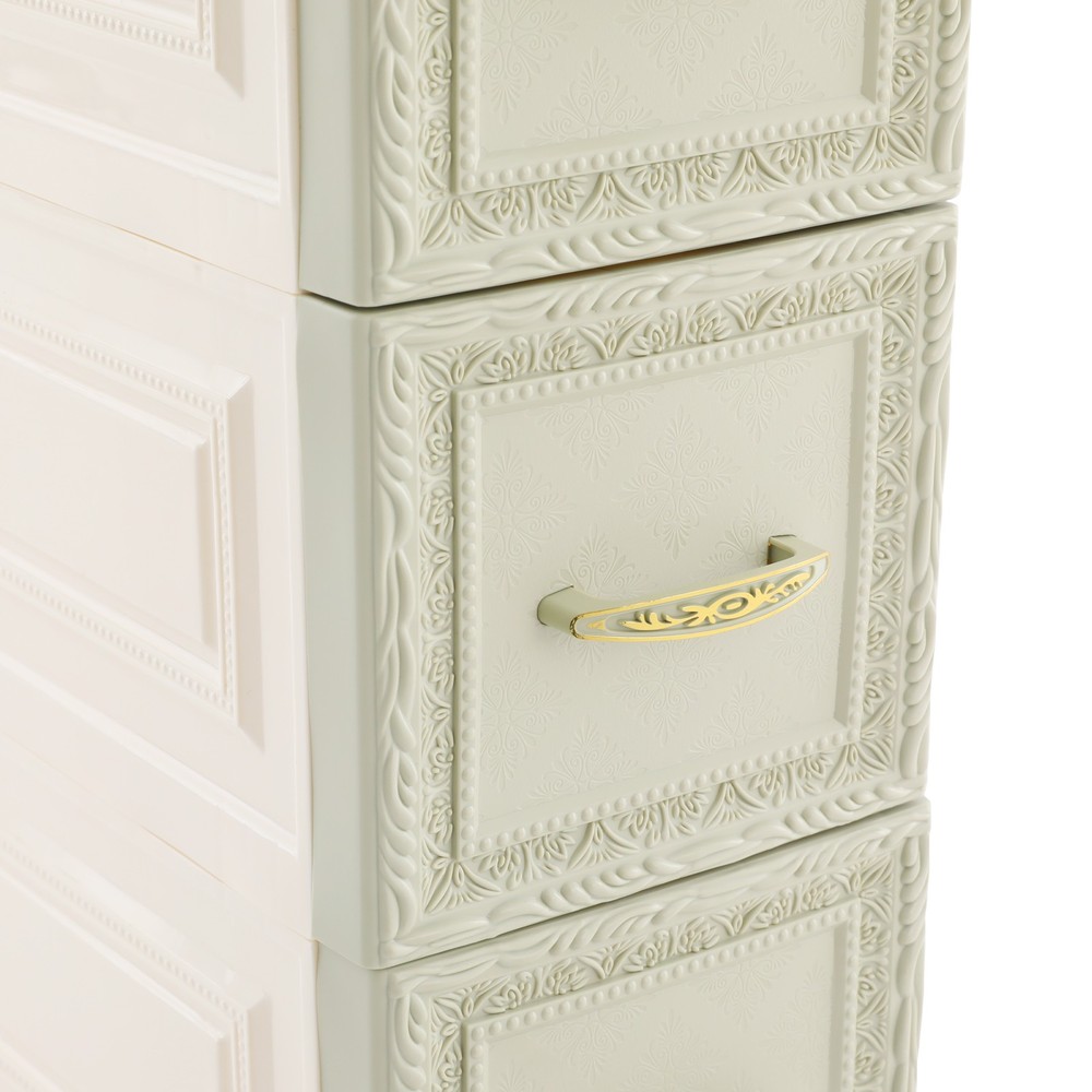5-layer three-dimensional embossed pattern storage cabinet 18x32x84- green, PP.