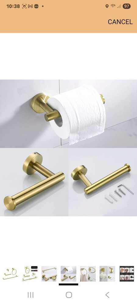 Gold bathroom accessories set