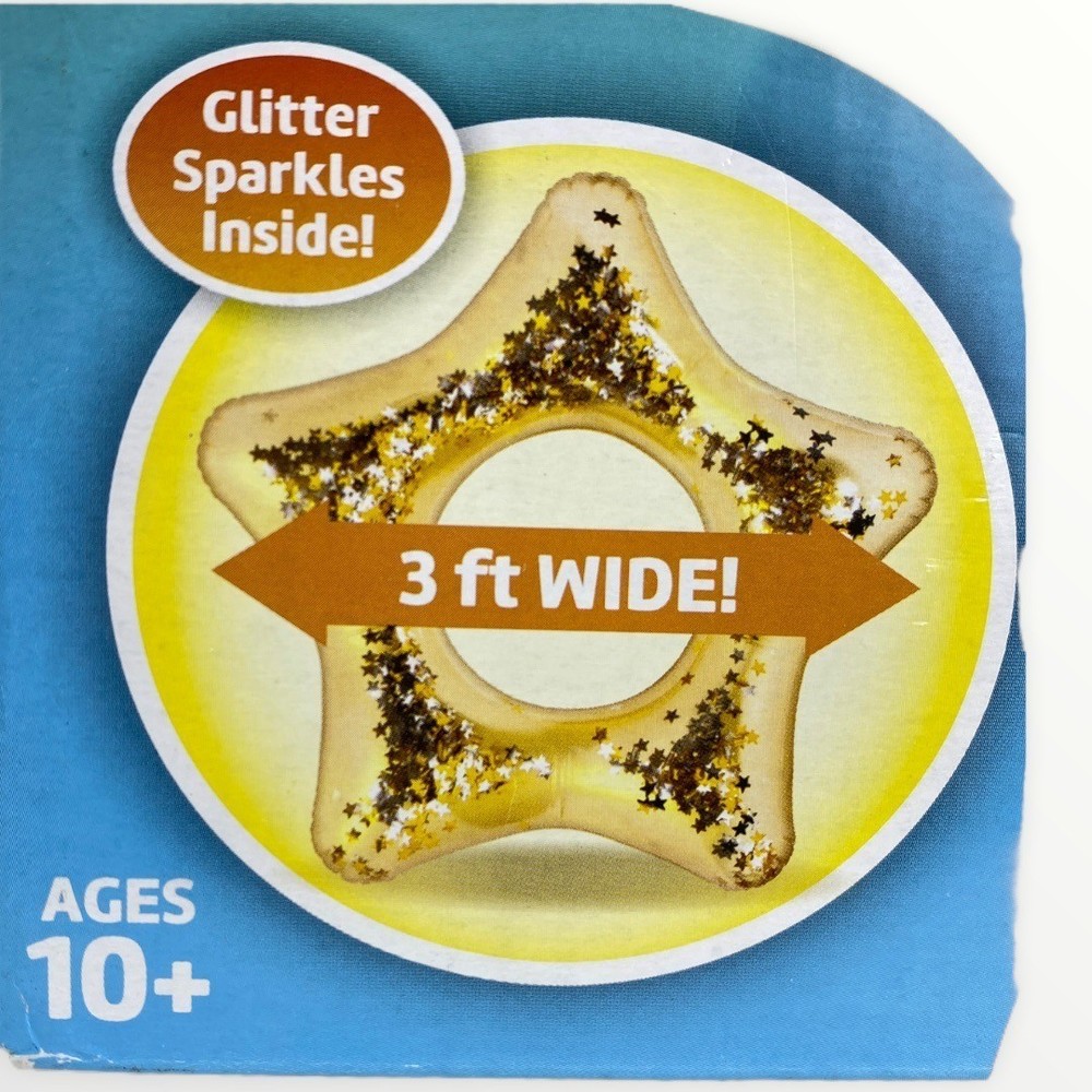 Play Day Star Glitter Float Inflatable Pool Ring Sparkle Inside 3ft Water Toy