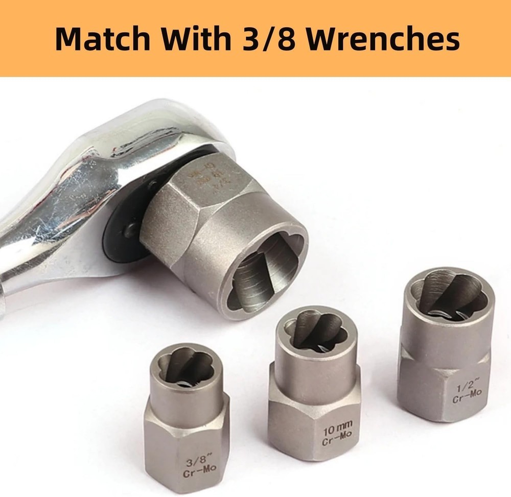 14 Pcs Nut & Bolt Extractor Kit 1/4”-3/8” Removal Tool Set Socket Remover Hex