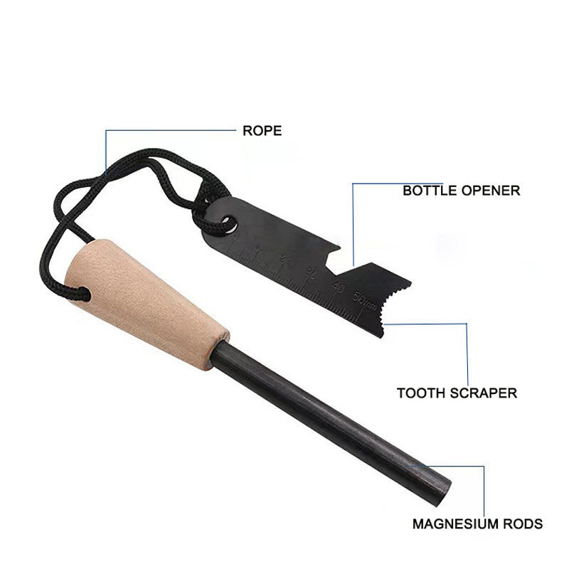 2Pc Fire Starter Flint Steel Striker Survival Kit Ferro Rod Outdoor Camping Tool