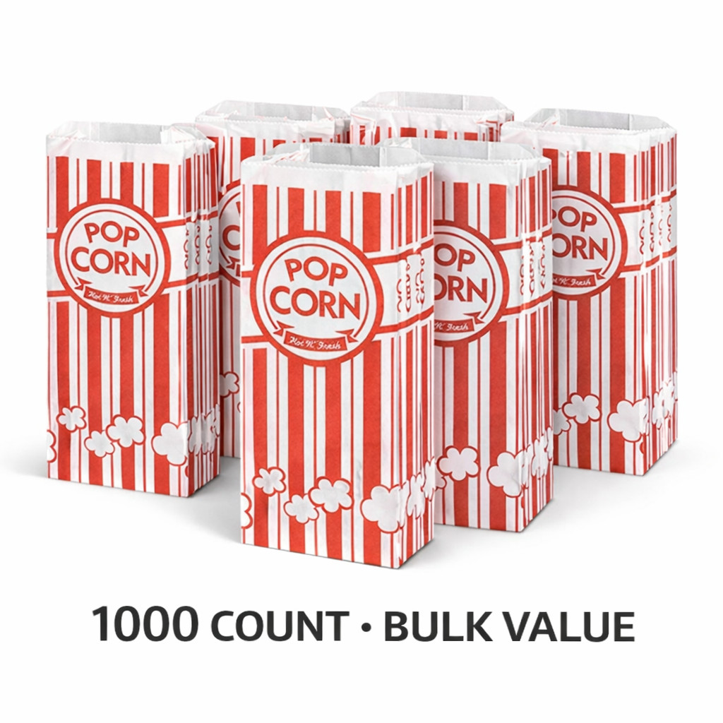 Carnival King #4 Popcorn Bags Kraft Paper 1.1oz Concession 3.75x1.75x9.5 1000