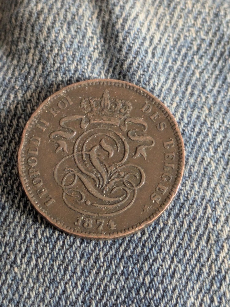 Belgium 1874 2 Cents Circulated