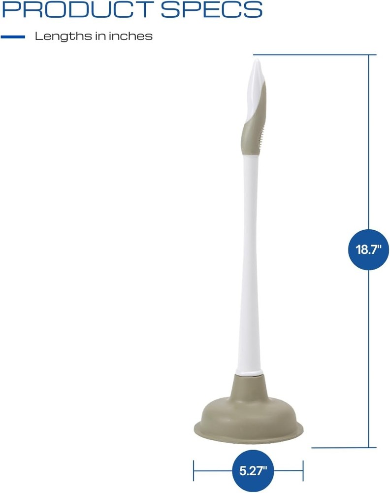 2-Pack Sink Plunger Basic Plunger (2506) – Natural Rubber Bathroom Plunger wit