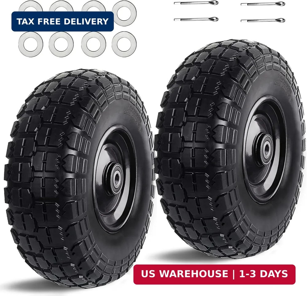 12'' Flat Free Tires Rubber Replacement Solid Tire and Wheel Assemblies for Hand