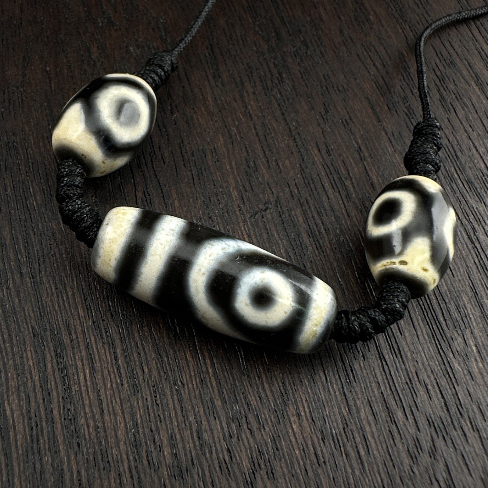 Indo Tibetan Agate 2 Eyes in Square Agate Stone Dzi Beads Amulet