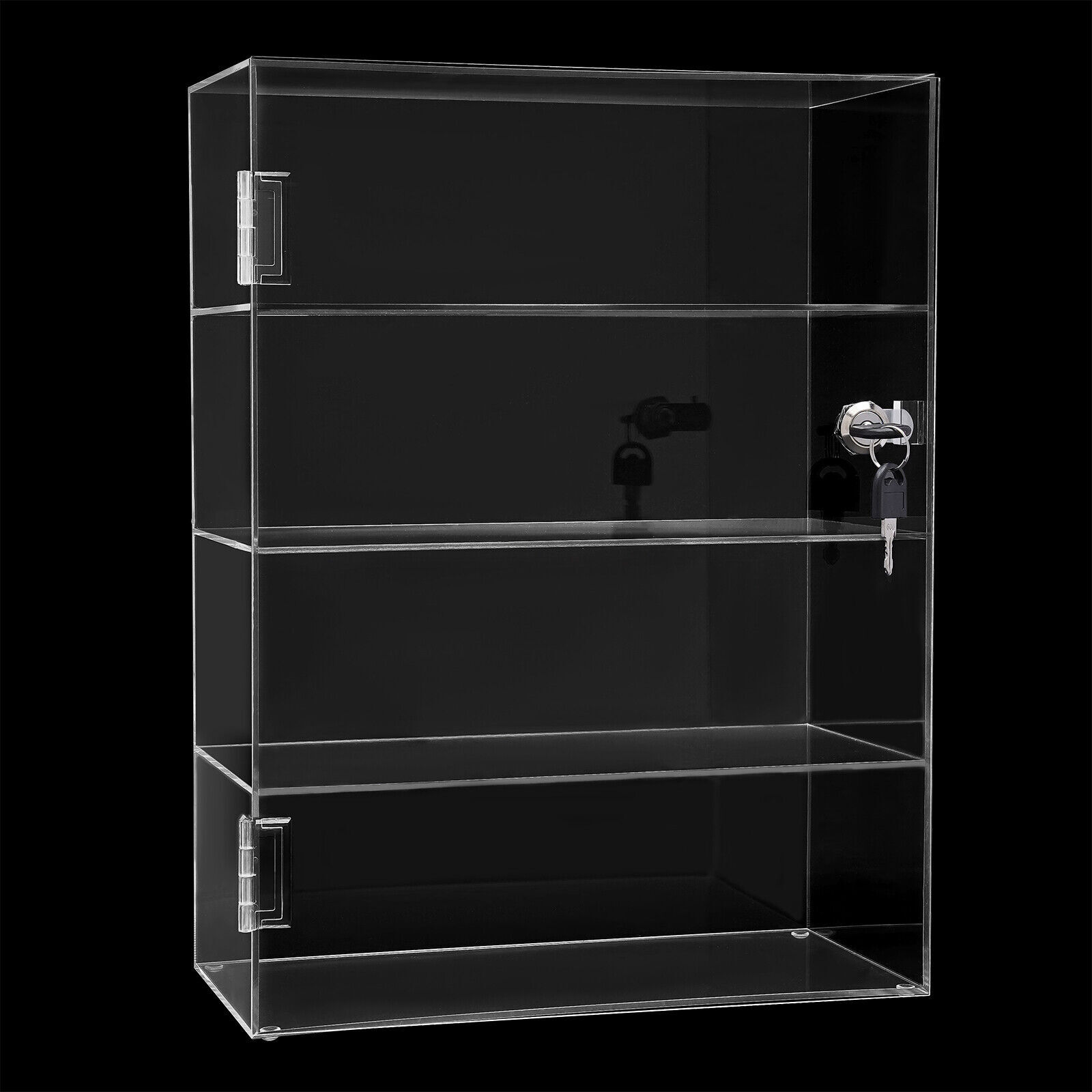 Acrylic Display Case Countertop Clear Box Dustproof Shelves Showcase with Lock