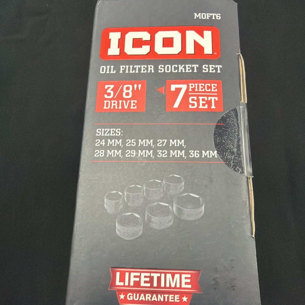 ICON Oil Filter 7pc Socket Set w/Case (3/8" Drive) #70146