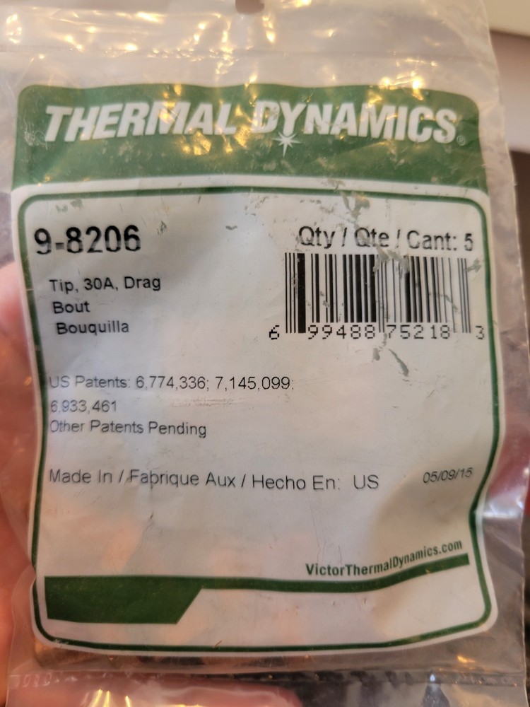 Thermal Dynamics 30 A Plasma Drag Tip - 9-8206 5/PKG