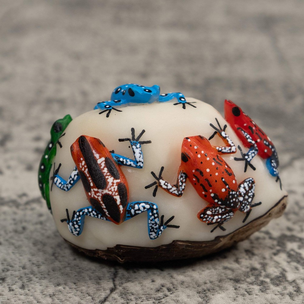 Multiple Poison Dart Frog Tagua Carving