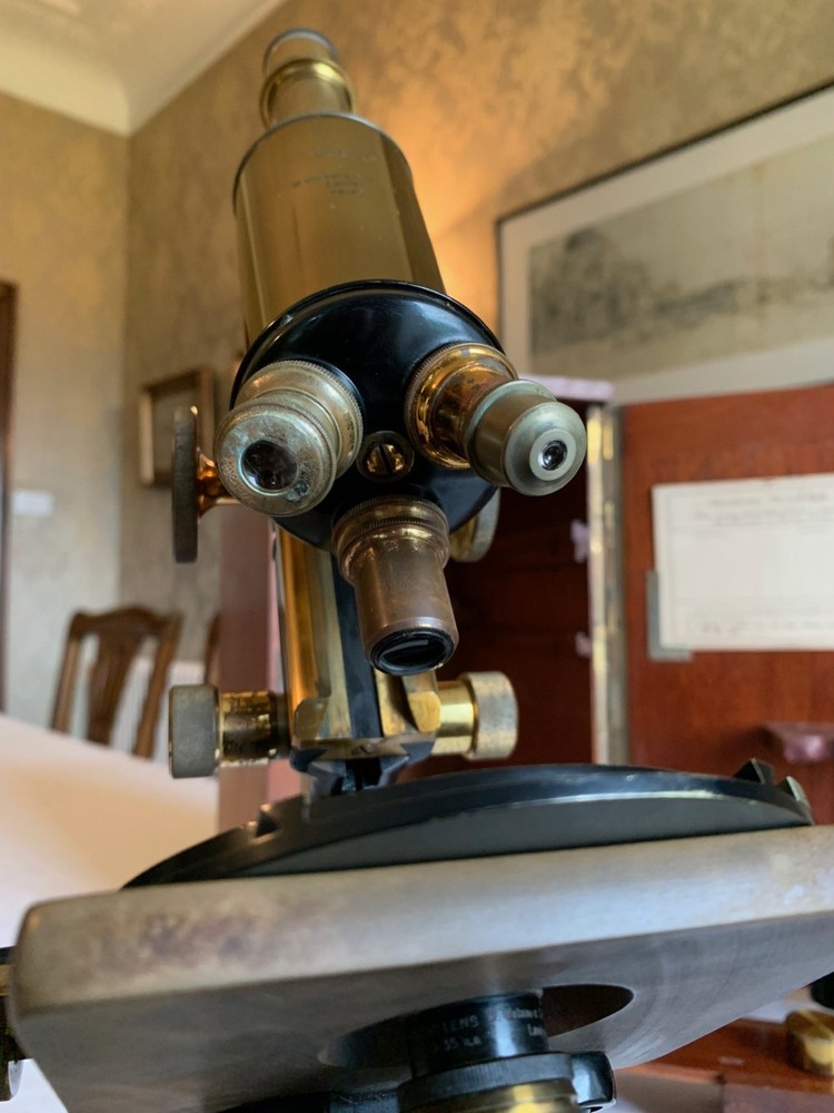 Vintage W. Watson & Sons Ltd - Bactil Monocular Brass Microscope - c1930, Cased
