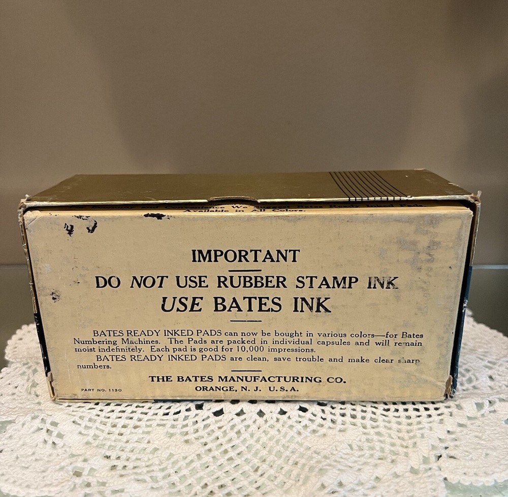 Bates Standard Movement Numbering Machine 6 Wheels CD Figures In Box