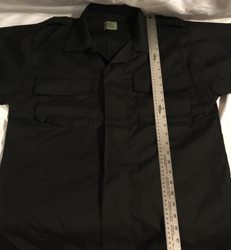 NWOT ATLANTCO TRU-SPEC MEDIUM BLACK BUTTON UP COTTON POLY COMBAT JACKET BLOUSE