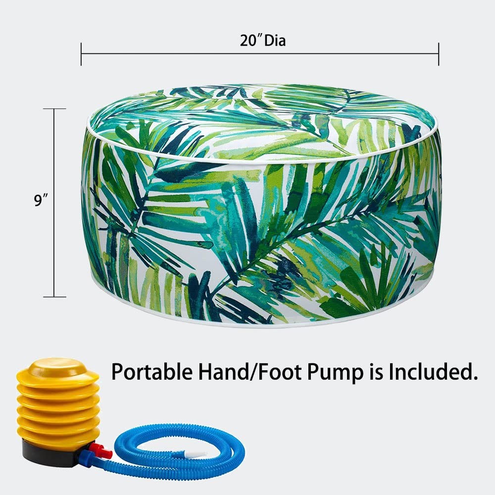 Inflatable Stool Ottoman Pouf D20 xH9, Outdoor Round Footrest Footstool with ...