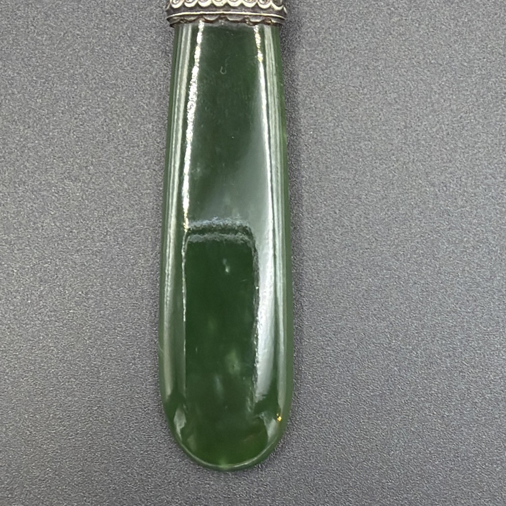 Antique Nephrite And Silver Page Turner