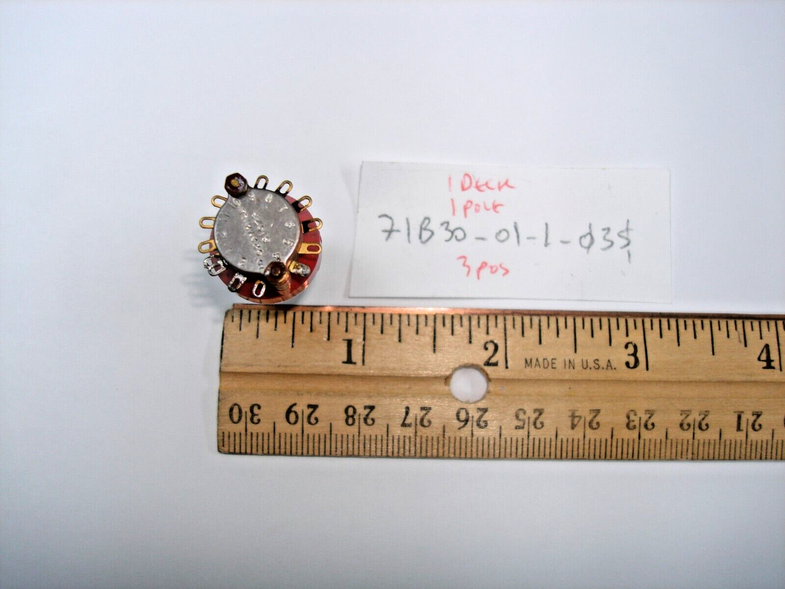 1P3T Rotary Switch Grayhill 1 Pole 3 Position 71B30-01-1-3S SP3T Shorting