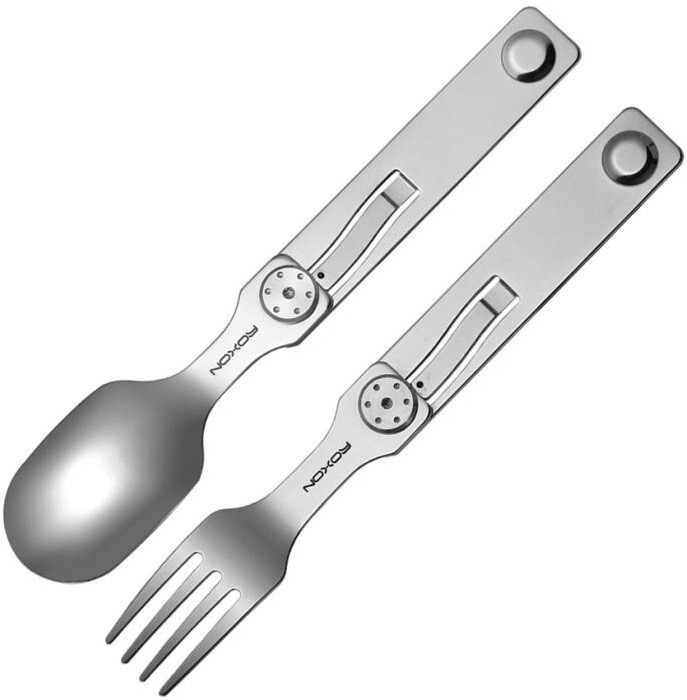 ROXON 2 in 1 Camping Utensil Set Locking Detachable Spoon & Fork Strong Magnet