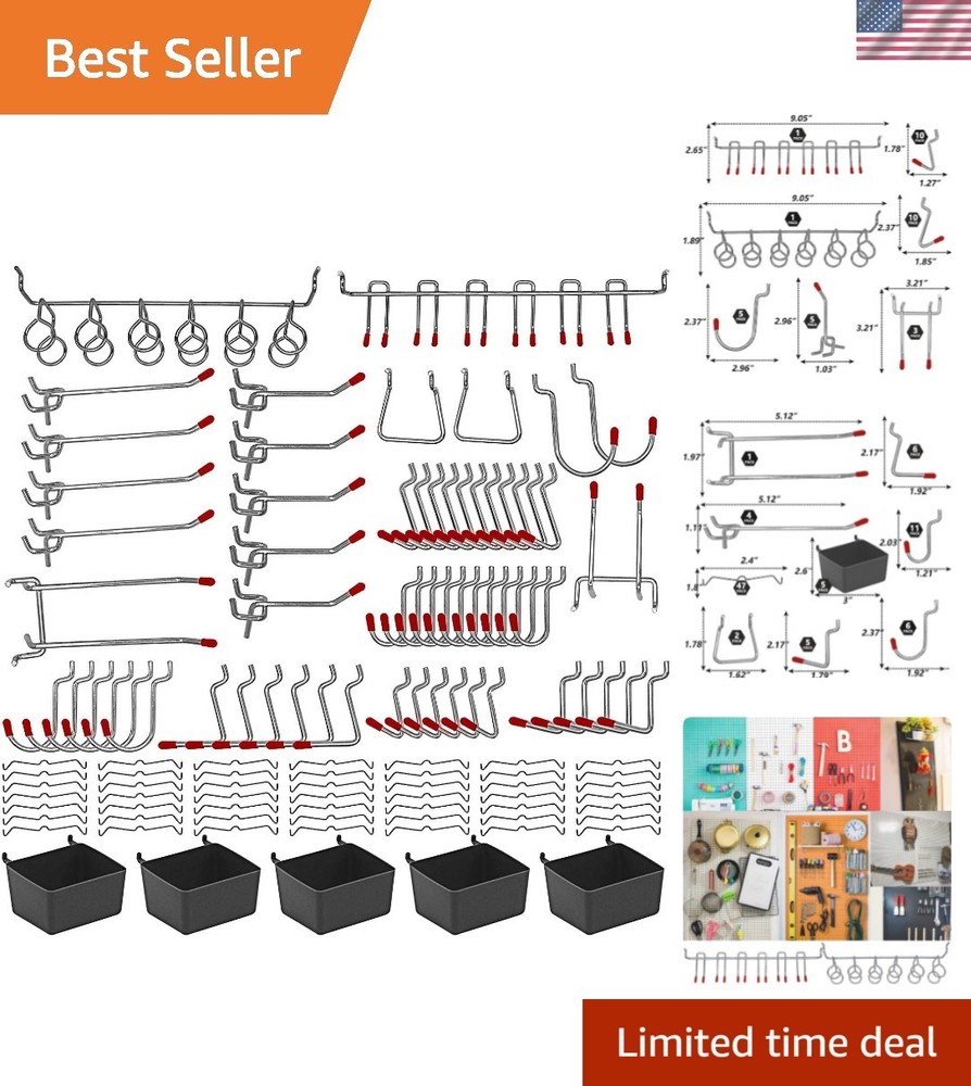 Efficient 114-Piece Pegboard Hooks Assortment – Classic Metal Organizer Set