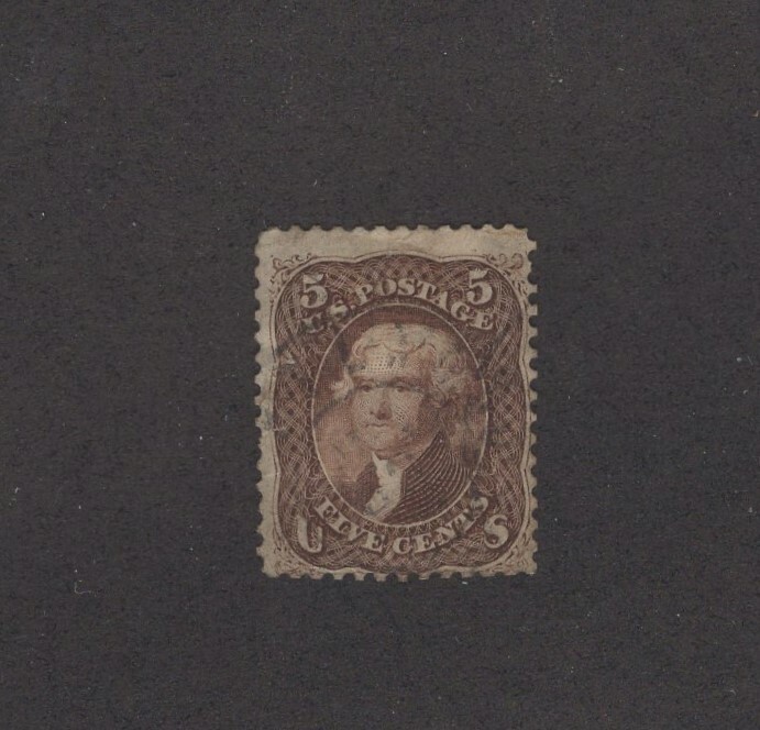 Scott 76 - Jefferson 5 Cent. Single. Used.      #02 76b