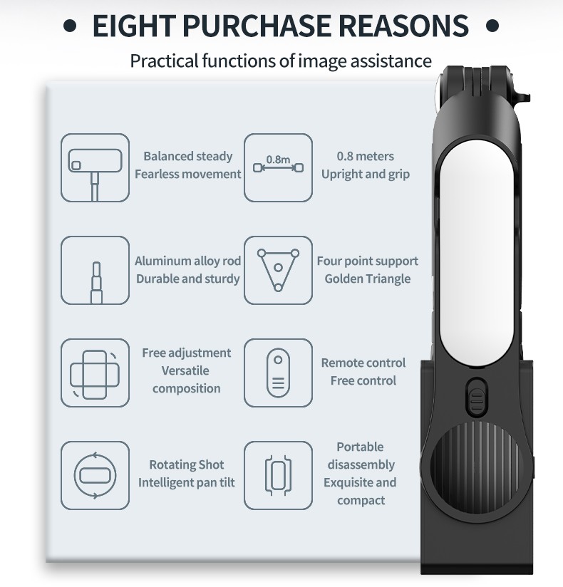 TOALLIN Gimbal Stabilizer for Smartphone,Foldable Selfie Stick, Adjustable Light