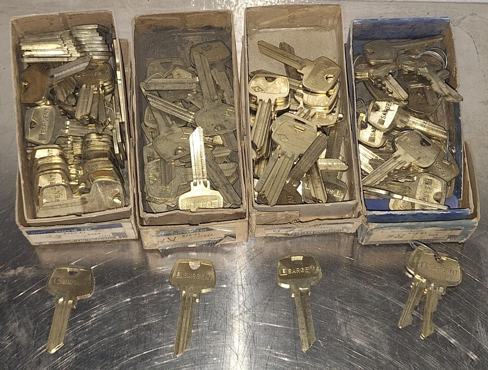 Large Lot of Key Blanks Sargent 8 Boxes Assorted Types 300 + N.O.S.