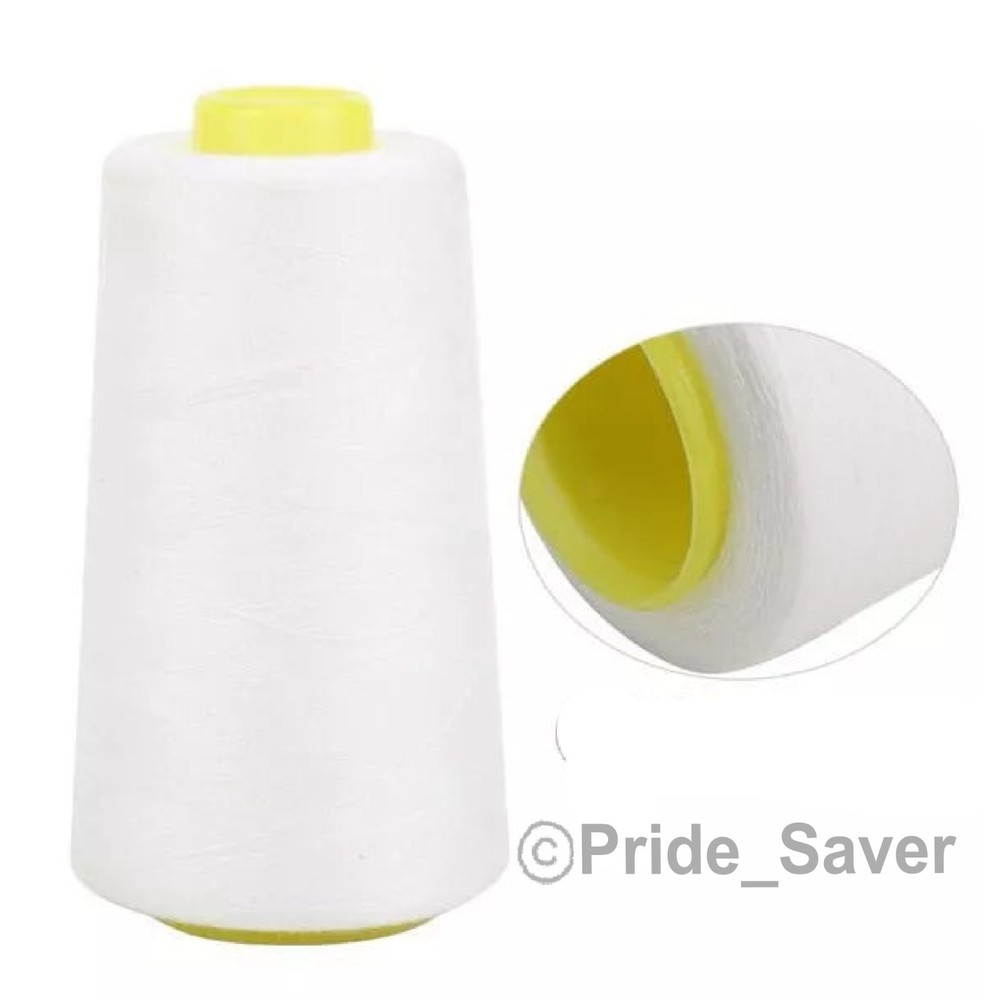 2500 Yard Each Spools WHITE Sewing Thread All Purpose 100% Polyester (4 Pack)