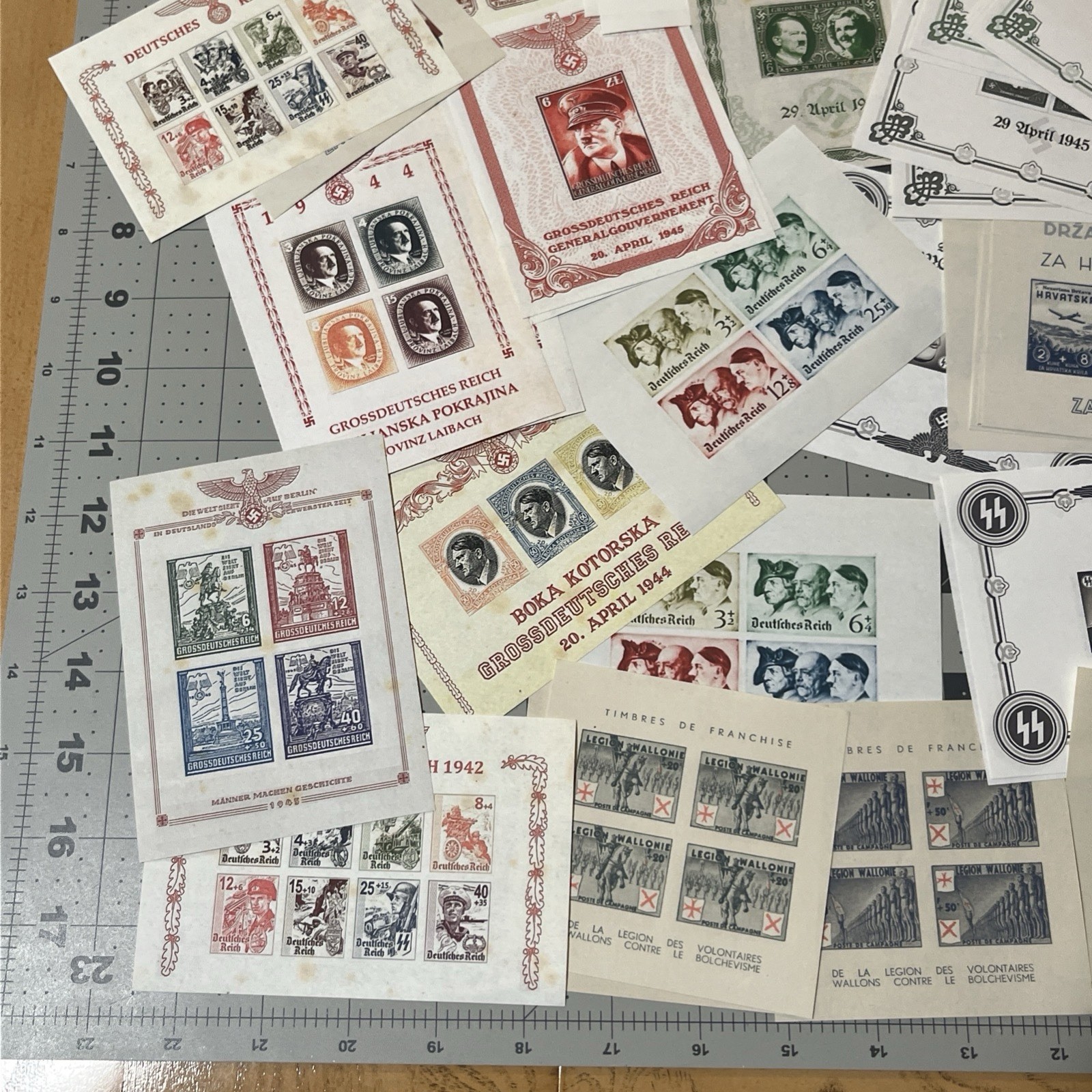 X5 Nazi Germany Souvenir Sheet Stamps Third Reich WWII WW2 Military