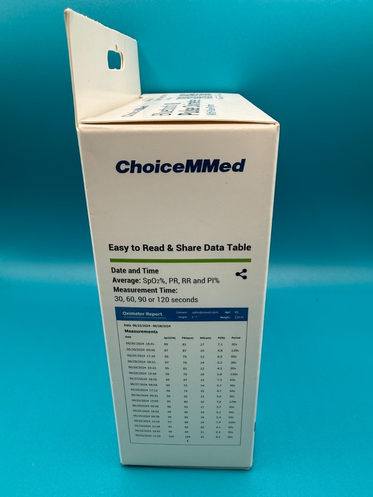 ChoiceMMed Bluetooth Pulse Oximeter with Pulse Rhythm