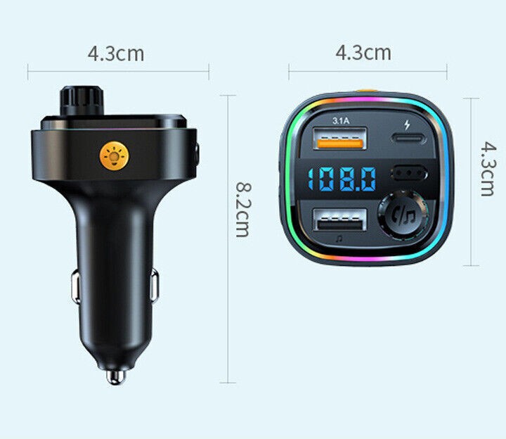 Universal Bluetooth 5.0 Car Wireless Adapter FM-Transmitter MP3 Radio USBCharger