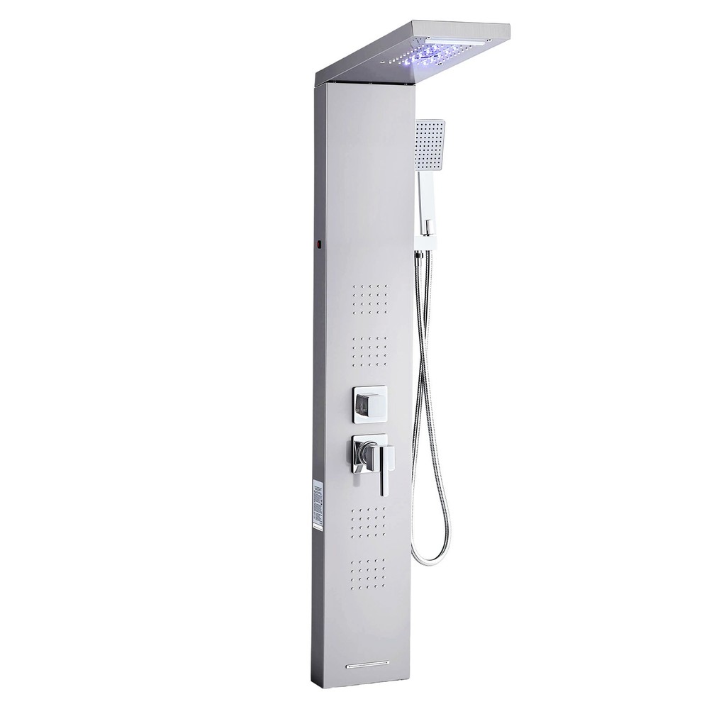 Shower Panel Tower System Stainless Steel Column Rainfall Waterfall Head 5 Modes