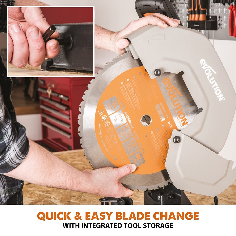 Evolution R355CPS: Multi-Material Cutting Chop Saw With 14 in. Blade