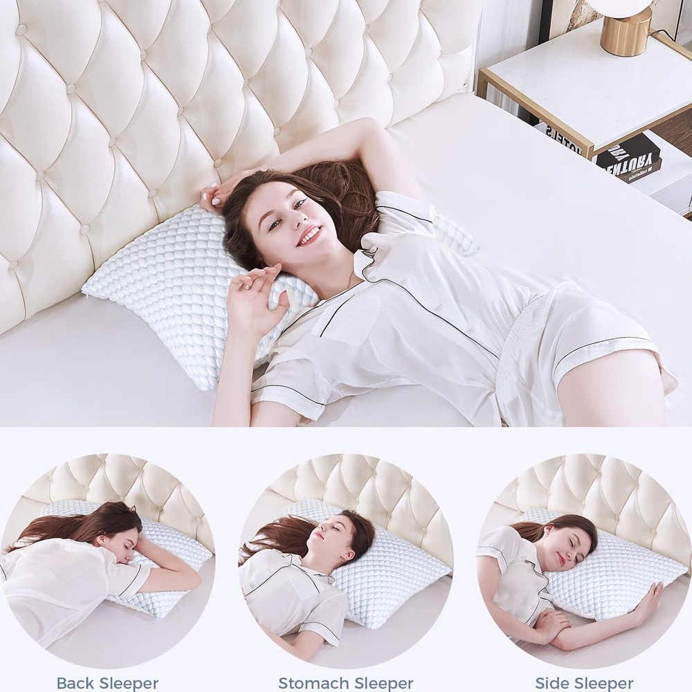 Compressed Memory Foam Pillow King 2-Pack, Sleep Cooling Pillow 2-Pack