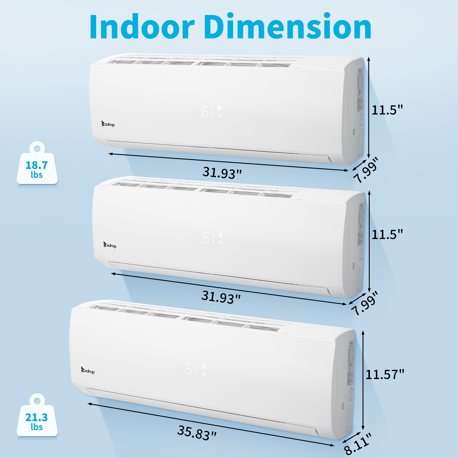 28000 BTU Tri 3 Zone Ductless Mini Split Air Conditioner & Heat Pump -20 SEER2