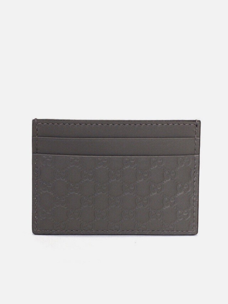 GUCCI Soft Microguccissima Card Holder, Grey, Preowned